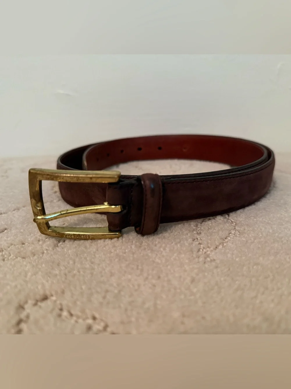 Vintage Coach Brown Leather Belt – Solid Brass Buckle Size 38
